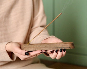 Wood Incense Holder for sticks, Incense Tray, Walnut Incense Burner Ash Catcher, Wooden unique incense holder, cute incense holder ashtray