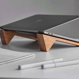 Wooden Laptop riser for desk, wood laptop stand, macbook stand, laptop holder desk, macbook riser