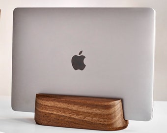 Vertical laptop stand, wood laptop stand, wood desk organizer, macbook dock, computer holder