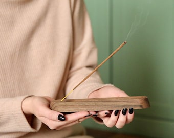 Wood Incense Holder for sticks, Incense Tray, Walnut Incense Burner Ash Catcher, Wooden unique incense holder, cute incense holder ashtray