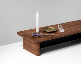 Moon Phase Altar Table, Celestial Tarot Stand, Astrology Room Decor, Solid Wood Cosmic Riser, Custom Altar Shelf, Walnut stand