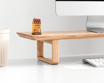 Wooden Monitor riser, Custom Desk Shelf for Computer, Monitor Stand with optional Tray, Walnut desk shelf, Office Storage and Organization