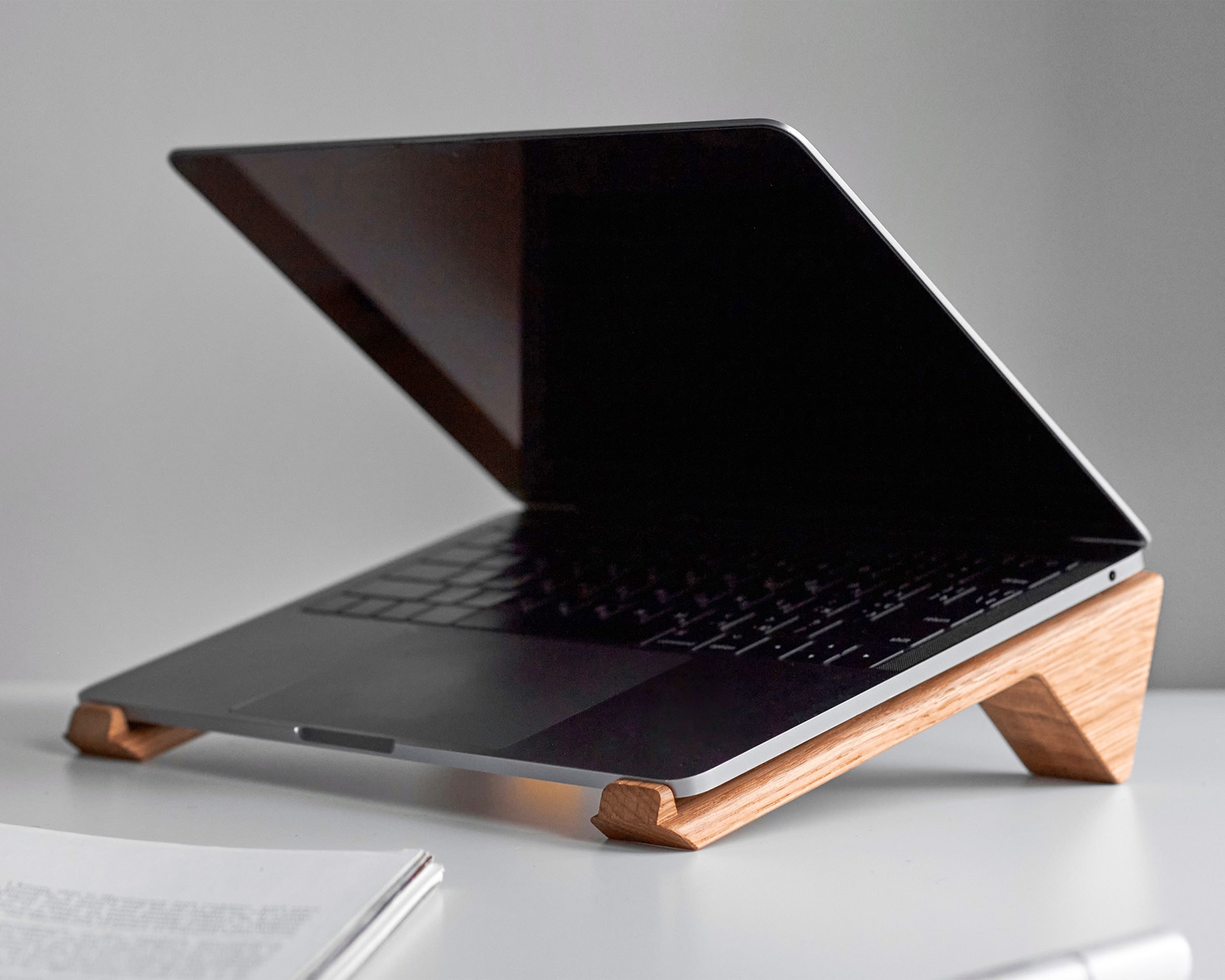 A Wooden Laptop Stand - Stood