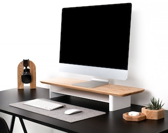 Schreibtisch-Monitorständer aus Holz mit Stauraum – Home Office Riser Desktop-Regal-Organizer für Monitor