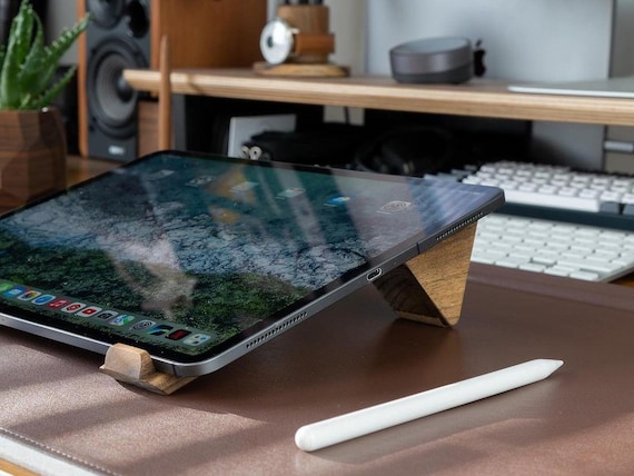 Wooden Tablet Stand, Graphic Designer Desk Holder, Tablet riser, iPad Stand