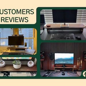 a collage of photos with a computer and other items