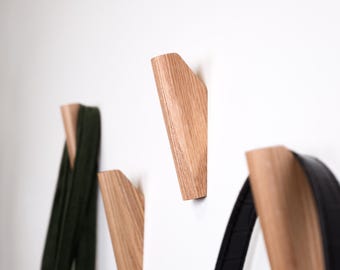 Wooden Wall Hook, Coat or Towel Hook – Handmade Solid Wood Hooks, Scandinavian Style Home Organizer