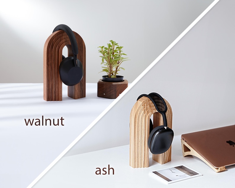wooden headphone holder