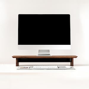 Wood Monitor Stand with Storage - Custom Engraved  Desk Shelf Riser for Home office