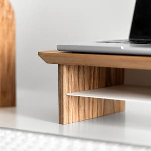Desk Shelf Monitor Stand or laptop with storage, Desk Monitor Riser wood, Monitor Shelf wooden