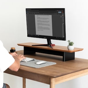 Drewniana półka na biurko, stojak na monitor z miejscem do przechowywania - podstawka pod monitor