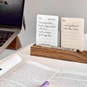 Gepersonaliseerde planner, takenlijstplanner, productiviteitskaarten, houten bureauaccessoire, analoge memokaarten, takenlijstnotitieblok, afstudeercadeaus