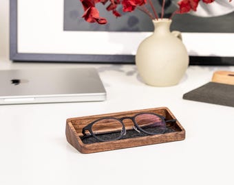 Glasses Holder, Walnut Glasses tray, Custom Glasses stand, Sunglasses Organizer, Wooden Eyewear Display, Bedside Eyeglasses stand