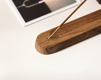 Houten wierookhouder voor stokjes, wierookbak, walnoot wierookbrander asvanger, houten unieke wierookhouder, schattige wierookhouder asbak
