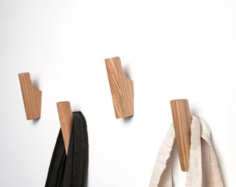 Wooden Wall Hooks, Decorative Minimalist Coat and Towel Rack, Farmhouse Entryway Decor