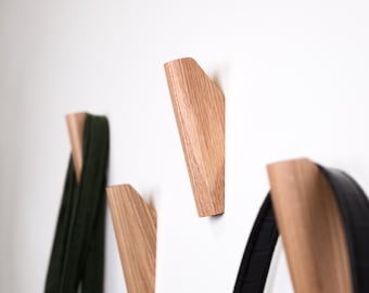 Wooden Wall Hook, Coat or Towel Hook – Handmade Solid Wood Hooks, Scandinavian Style Home Organizer