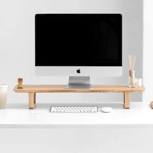 Wooden Monitor Stand with optional Tray, Walnut Desk Shelf for Home Office, Custom Monitor riser, Office Storage and Organization
