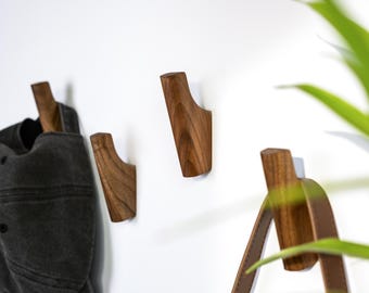 Wooden Wall Hooks, Minimalist Home Organizer, Bathroom Towel or Jacket Hooks
