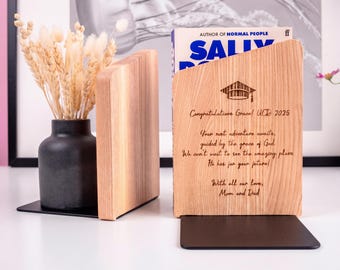Personalized Wooden Book end, Classical Office Book Holder, Bookends for Desks or Shelves, Booklover Gift, Home library, Graduation gift