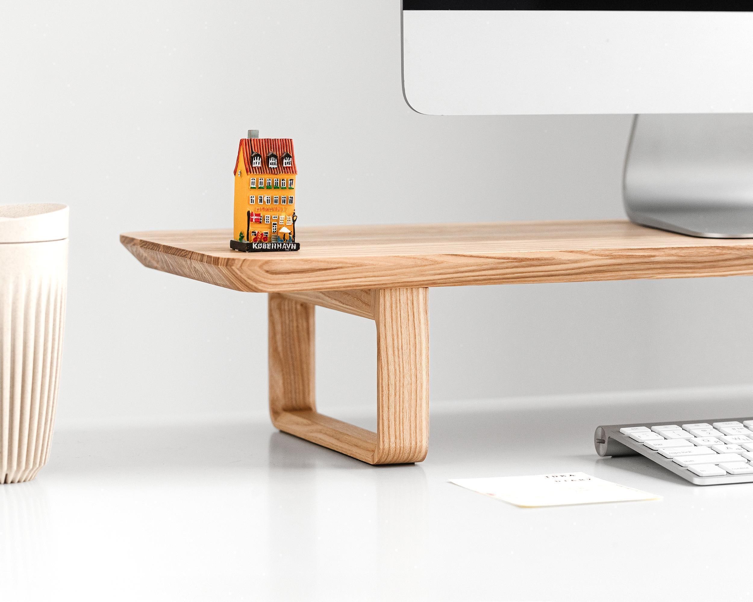 Wooden Monitor riser, Custom Desk Shelf for Computer, Monitor Stand with optional Tray, Walnut desk shelf, Office Storage and Organization