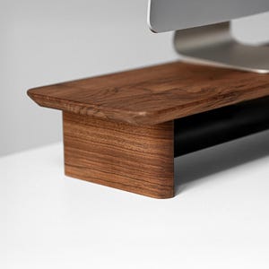 Wooden Monitor Stand for Desk, Computer Desktop Riser with Storage Organizer, Wood Shelf for Laptop image 2