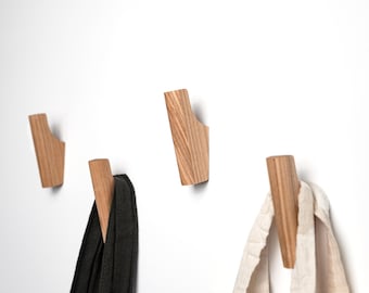 Wooden Wall Hooks, Decorative Minimalist Coat and Towel Rack, Farmhouse Entryway Decor