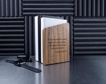 Personalized Bookend, Gift for Dad or Grandpa, Wooden Book Holder, Engraved Bookends, Custom Retirement Gift, Bookshelf Decor for Men