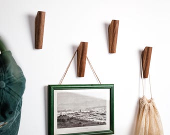 Wood Coat Hooks, Modern Walnut Wall Hook, Wall Mounted Towel Hanger for Entryway & Bathroom