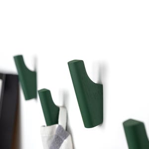 Handcrafted Wooden Hooks for Wall, Modern Coat Rack, Entryway Organizer, Walnut or Green Finish