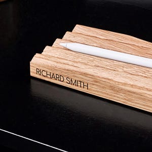 Custom Pen Tray for Desk Organizer - Stylish Pencil Stand,  Walnut Pen Holder - Unique Gift for Home or Office