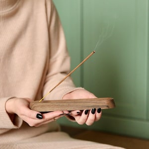 Walnut or Ash Incense Holder - Two Forms (Sharp and Soft) for Sticks Aroma Therapy, Cute incense ash tray