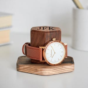 Suporte para relógios masculino, suporte para relógios hexagonal, presente personalizado para o pai, suporte de exibição de relógios de madeira, presente para o dia dos pais