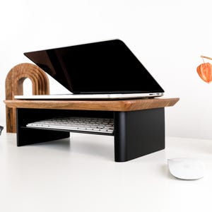 Wooden Monitor Riser, Personalized Desktop stand, Desk Organizer for Laptop, Computer riser for Home Office, Walnut desk shelf