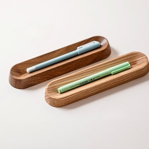 Walnut Pen Tray for Desk Setup, Wooden Pen Holder, Wood Pencil Stand, Gift for Him, Boyfriend Gift, Desk Organizer Accessory