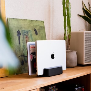 iPad Stand Wood - Vertical Tablet Stand for Desk - Walnut or Black Wooden Dock - Great for Drawing, Reading or Charging