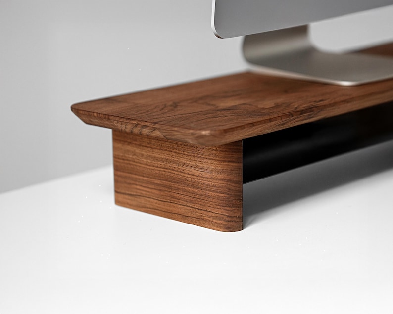 Wooden Monitor Stand for Desk, Computer Desktop Riser with Storage Organizer, Wood Shelf for Laptop image 2