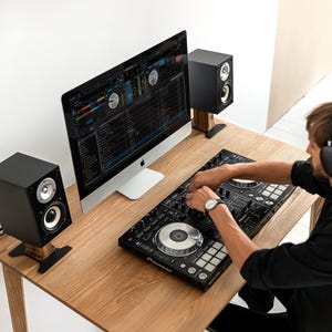 Wooden Speaker Stands – Set of 2 for Desk Setup, Improve Sound & Save Space, Perfect for Home Office