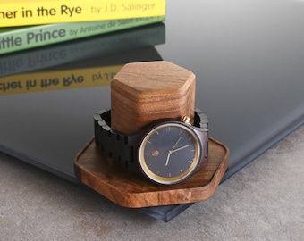 Wooden Watch Stand – Elegant Wooden Watch Holder, Classic Watch Display Stand for Him