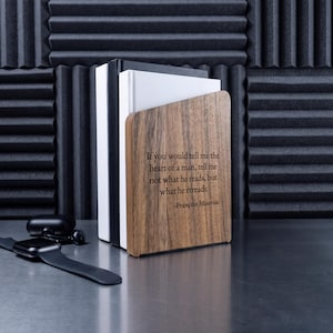 Personalized Bookend, Gift for Dad or Grandpa, Wooden Book Holder, Engraved Bookends, Custom Retirement Gift, Bookshelf Decor for Men