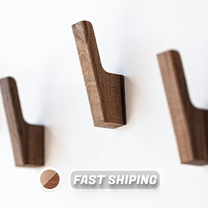 Garderobenhaken / Hakenleiste aus Holz mit Metallhaken