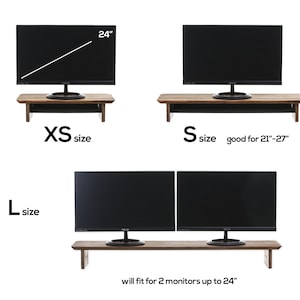 Étagère de bureau avec rangement, support pour écran de bureau en bois, étagère pour écran en bois image 6