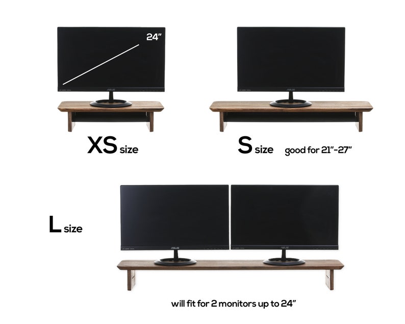 Étagère de bureau avec rangement, support pour écran de bureau en bois, étagère pour écran en bois image 6