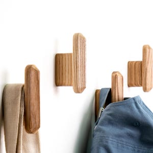 Modern Decorative Wooden Coat Hooks - Farmhouse Home Gift in Walnut or Ash