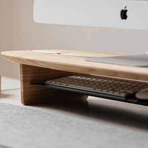 Wooden monitor stand with storage for desk - Desk Monitor Riser Organizer for Him, Boyfriend Gift