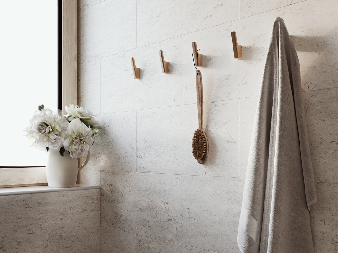 Bathroom Wooden Hooks, Decorative Wall Towels Hooks, Wall Mount, Modern