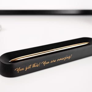 Black Pen Tray, Personalized Wooden Pencil Holder for Desk Setup, Custom Office Organizer, Minimalist Desk Accessory, Thank You Gift