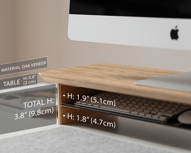 Desk Shelf Monitor Stand with storage, Desk Monitor Riser wood, Monitor Shelf wooden image 8