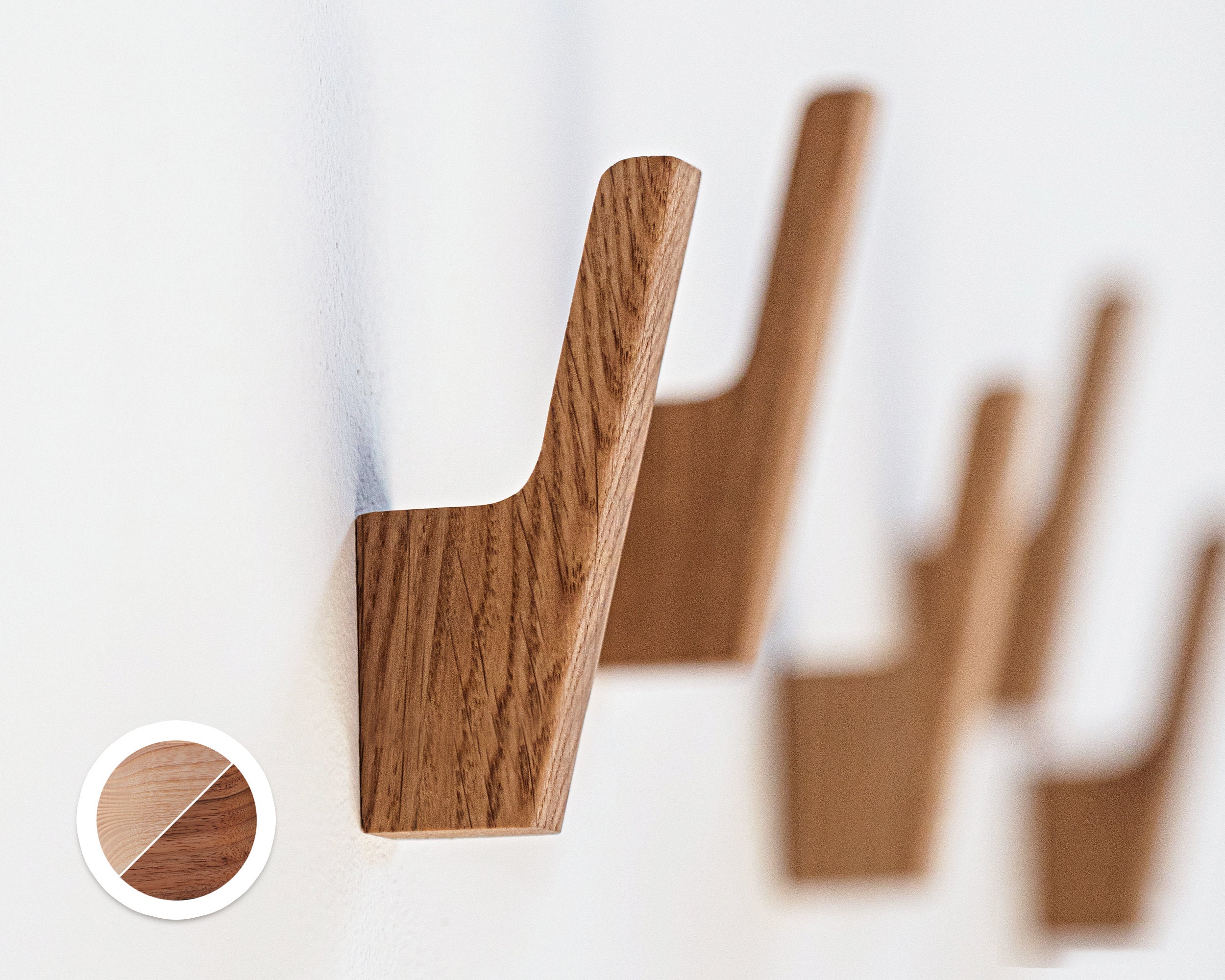 Wall Peg single & Set of 3 or 5 by TOMAZIN Coat Hook, Wooden Wall