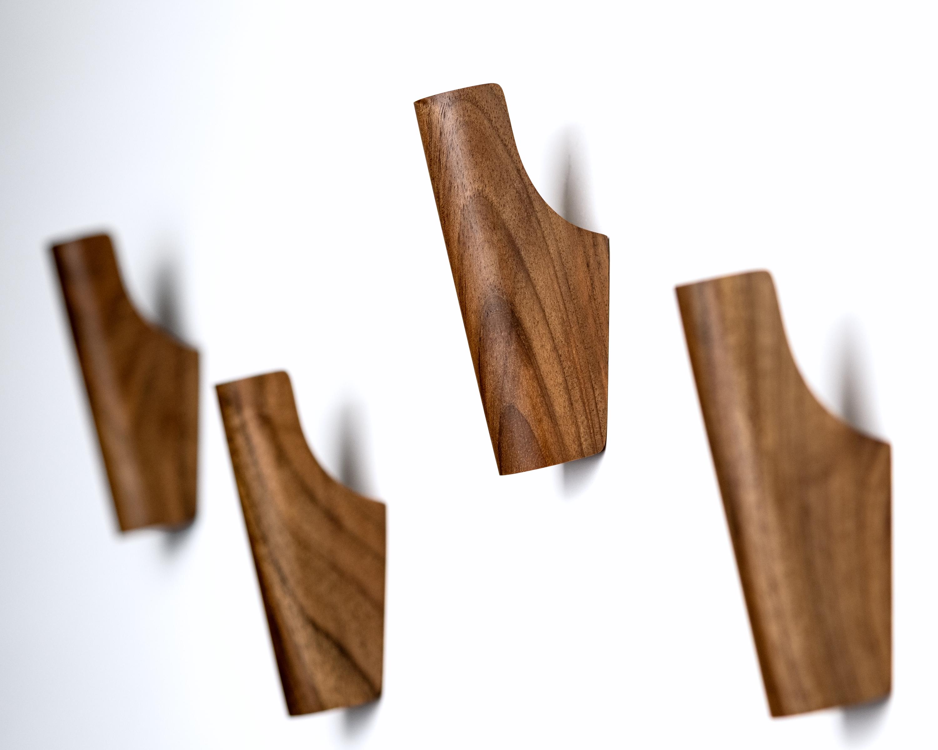 Curved wooden wall coat hooks - Etsy 日本