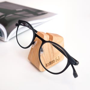 Personalized Eyeglasses Stand, Eyeglass holder, Sunglasses Organizer, Wooden Office Accessory, Gift for her, Sunglass riser